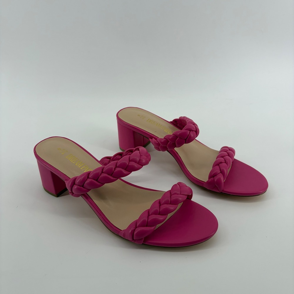 Dream Pairs Womens 8 Pink Sandals Braided Block Heel Mule